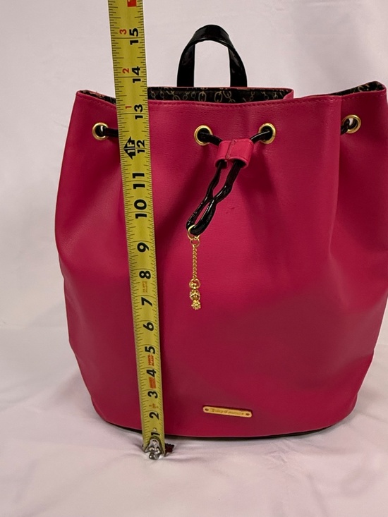 Juicy Couture Pink Backpack Bag Y2K Drawstring Bucket Patent Trim Gold Charm main image 5